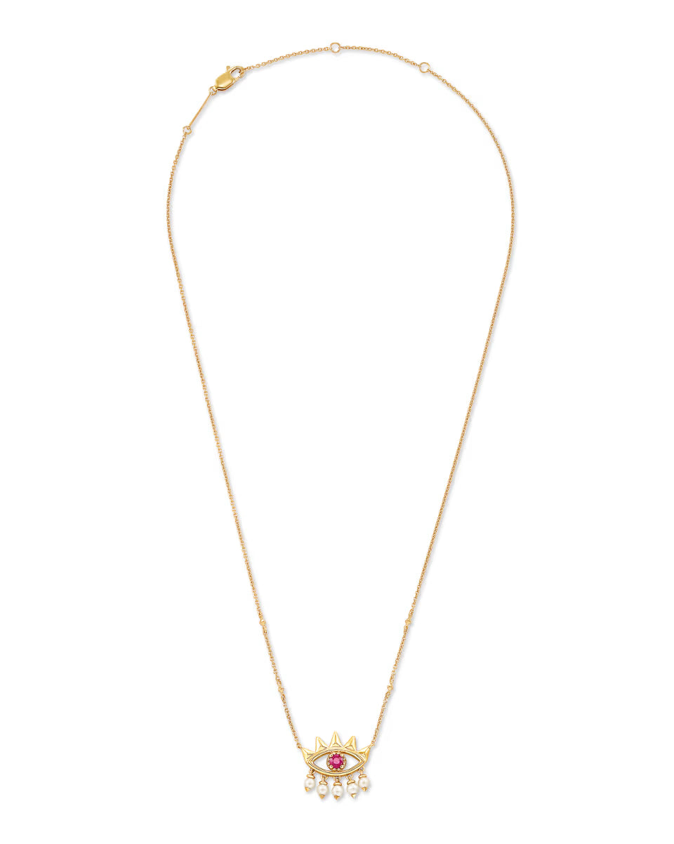 ZORA PNDNT NCK 18K GOLD VRML PINK RUBY