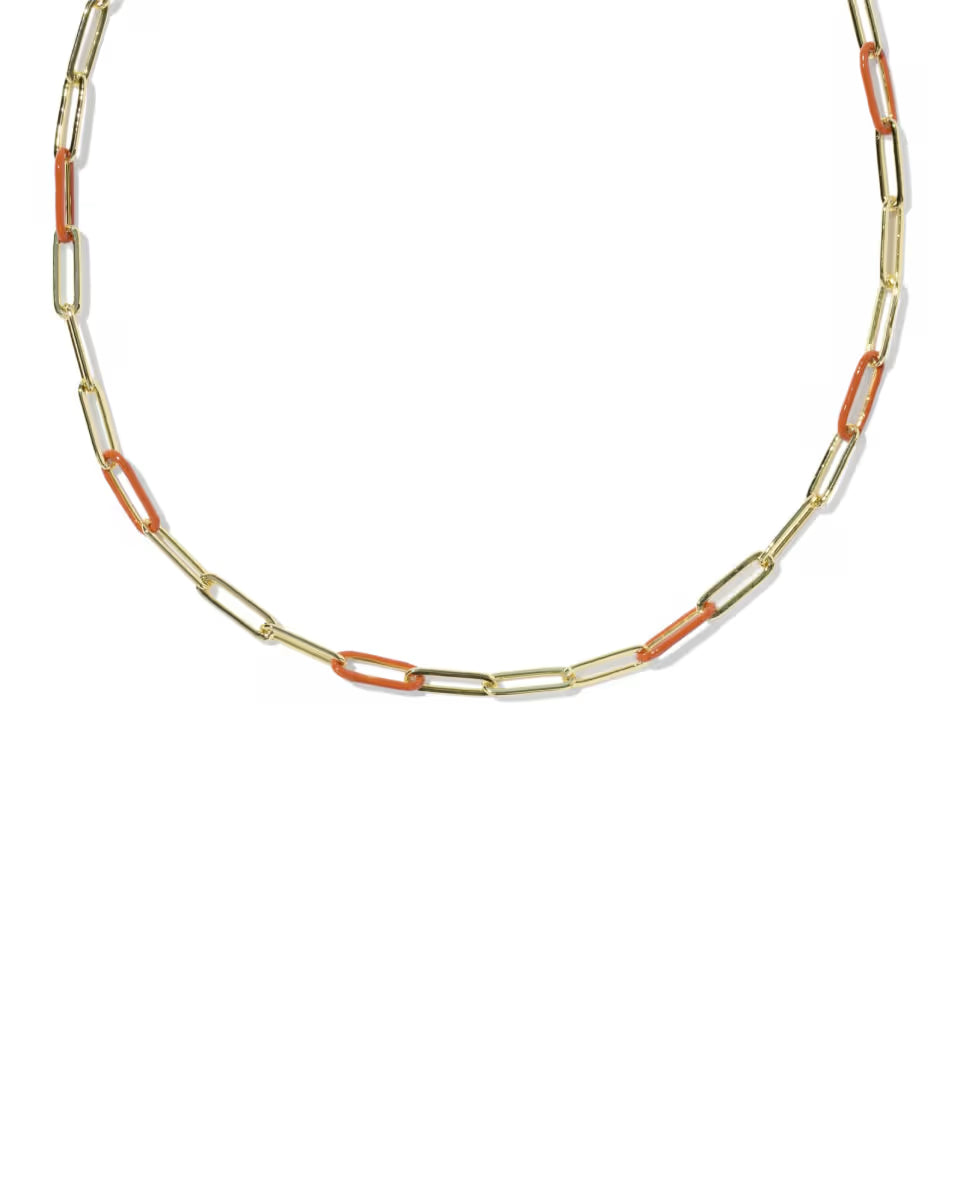 Courtney Gold Enamel Link and Chain Necklace