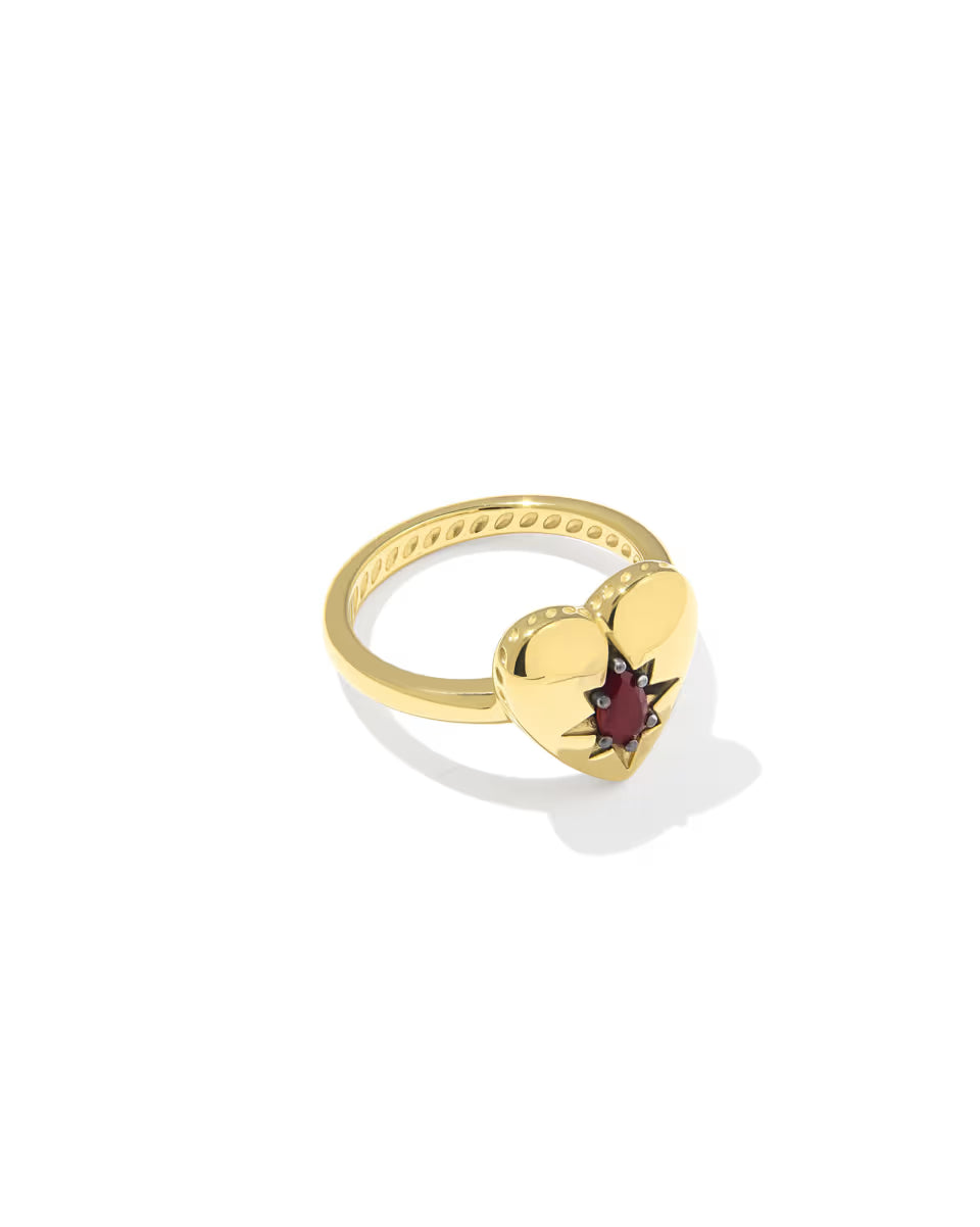 Bold Heirloom Heart 18k Yellow Gold Vermeil Band Ring