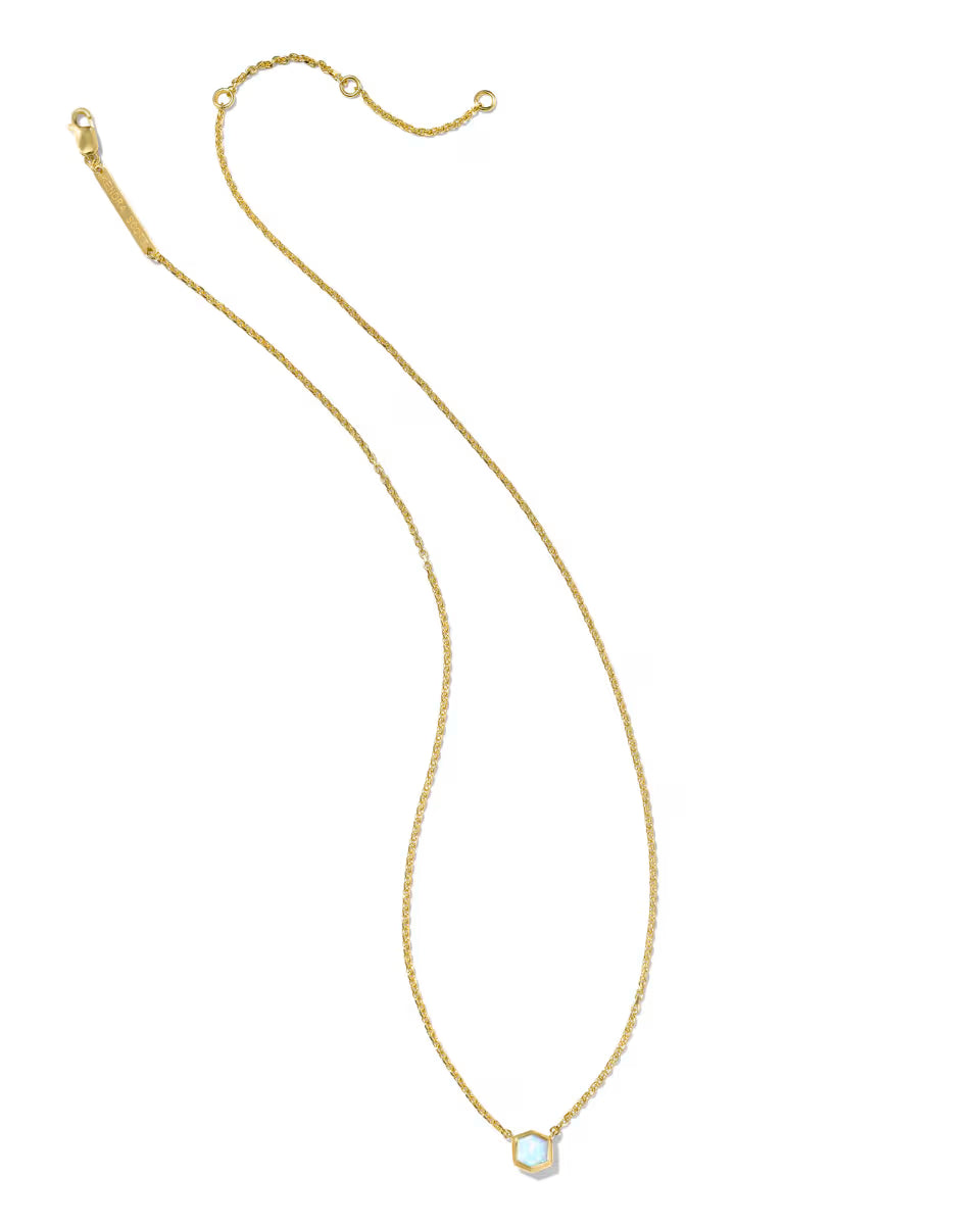 Davie 18k Gold Vermeil Pendant Necklace in White Lab Grown Opal