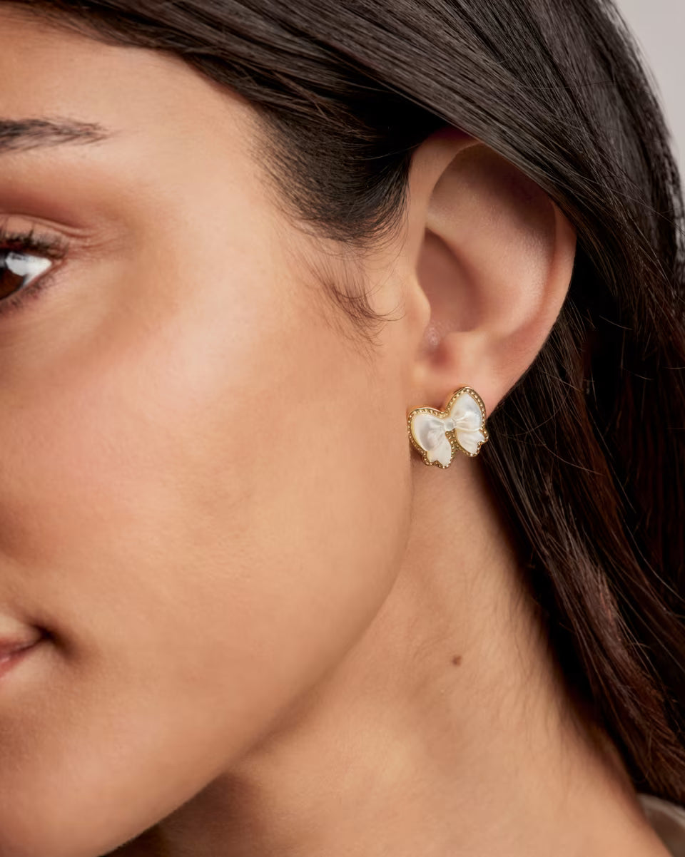Haley Bow Gold Stud Earrings