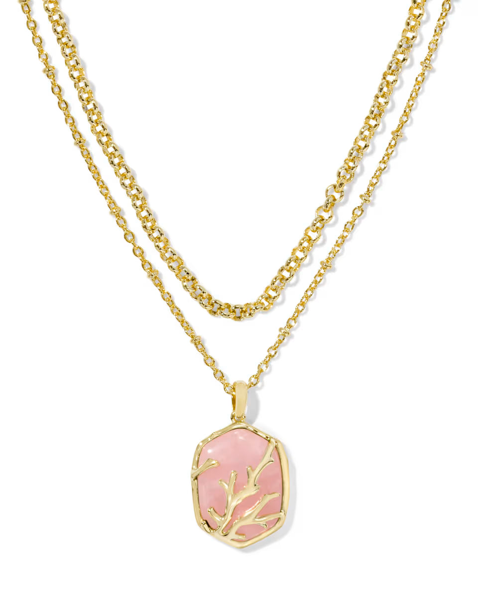 Daphne Gold Coral Frame Multi Strand Necklace in Iridescent Abalone