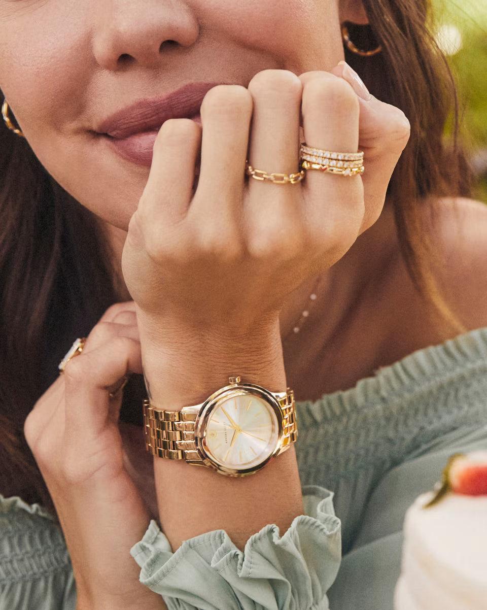 Alex Gold Tone Stainless Steel 35mm Watch in Light Iridescent Sunray