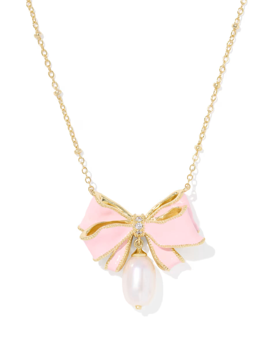 Kendra Scott x LoveShackFancy Pearl Bow Gold Necklace