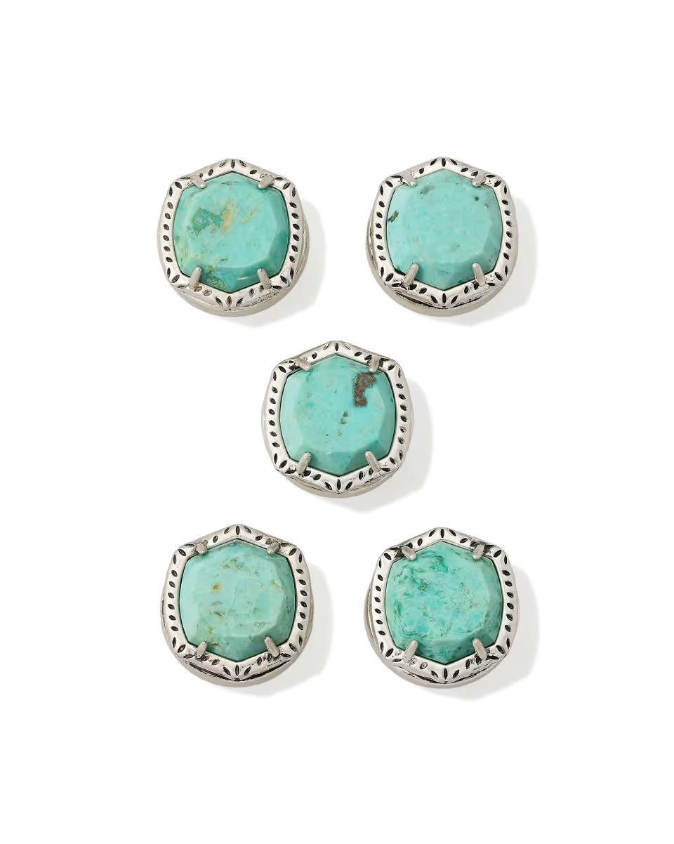 Davis Vintage Silver Etch Frame Button Cover Set of 5