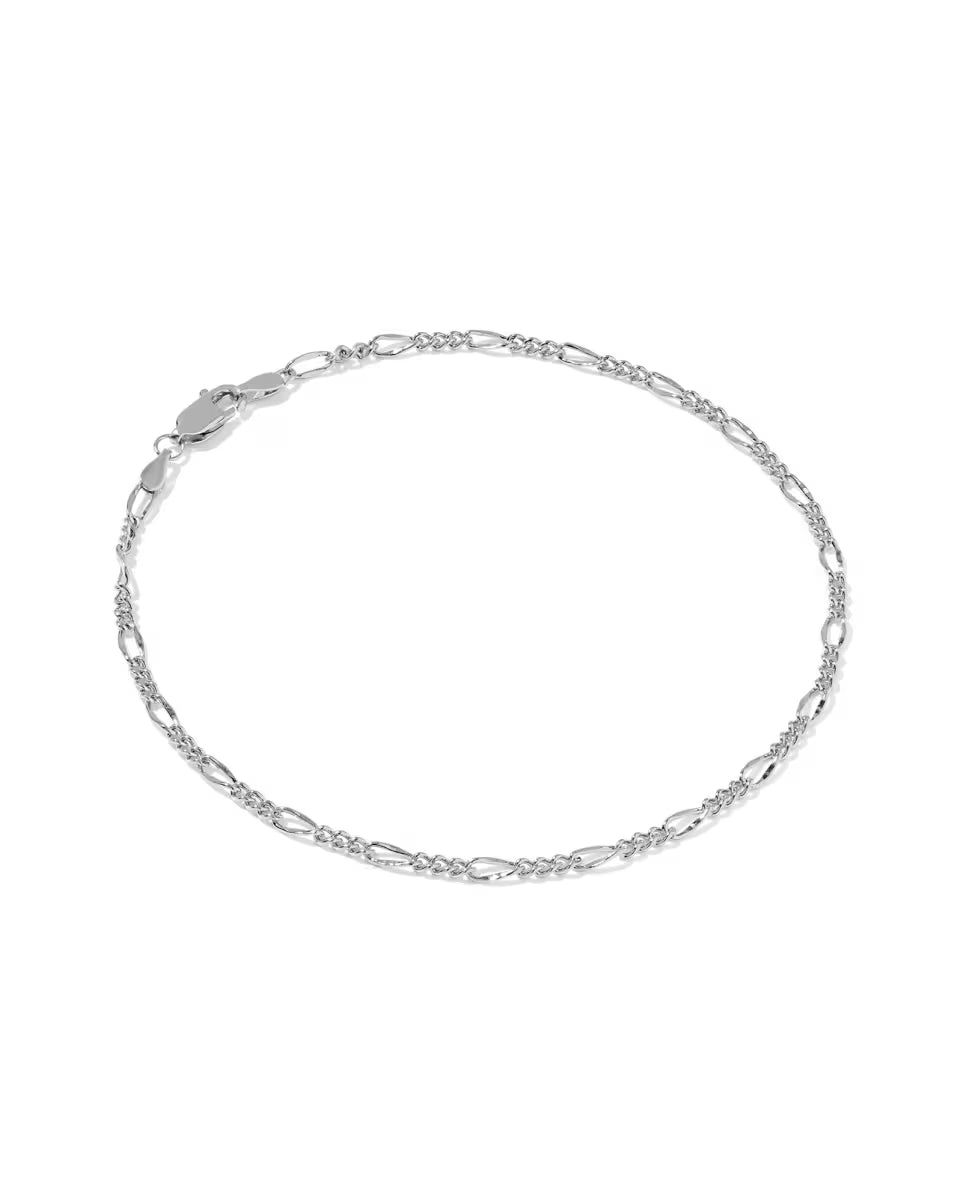 Thin Figaro Oxidized Sterling Silver Chain Bracelet