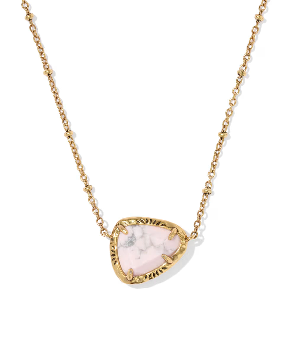 Jamie Etch Frame Vintage Silver Short Pendant Necklace