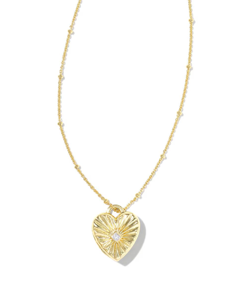 Meredith Sterling Silver Locket Necklace in White Topaz