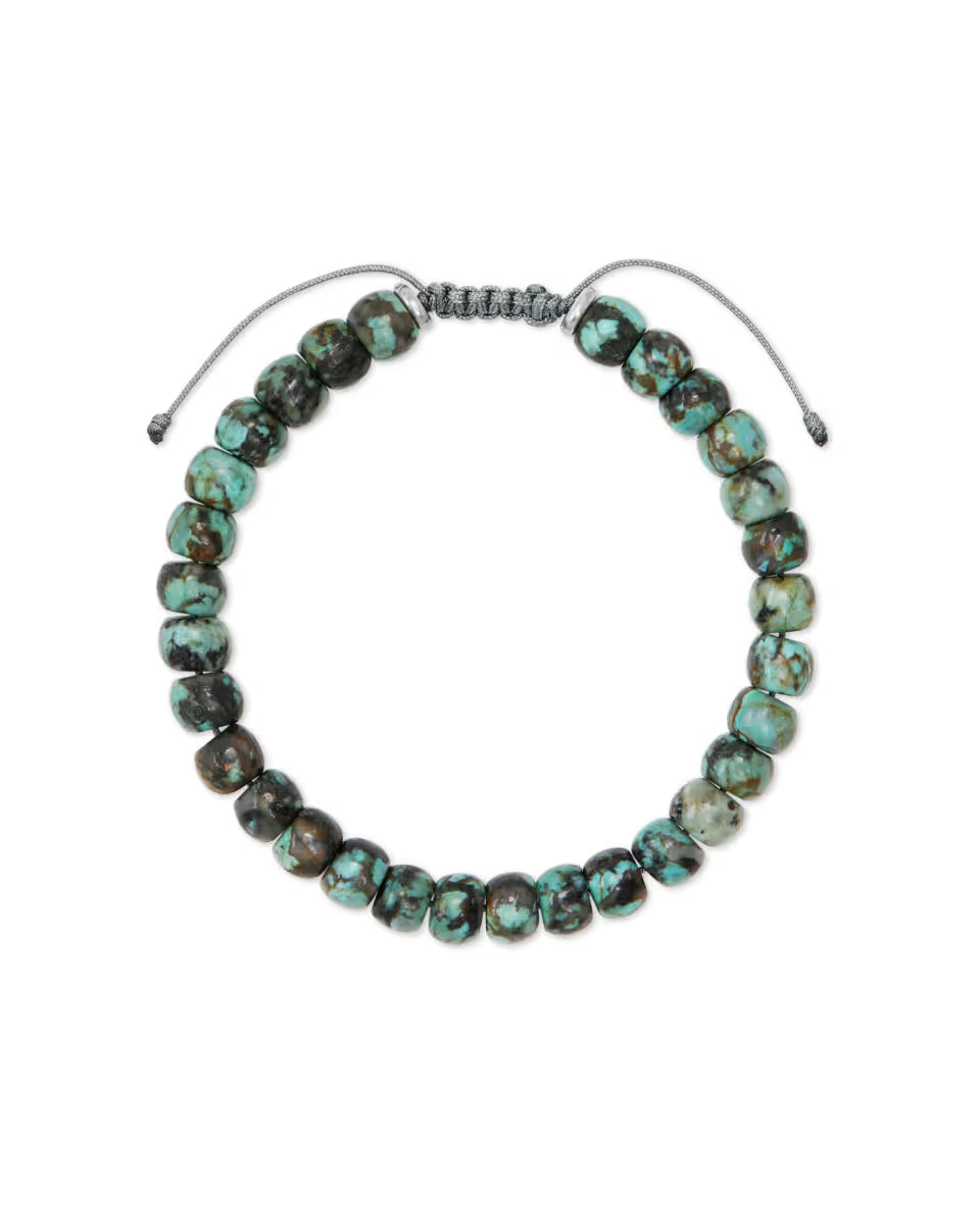 Cade Oxidized Sterling Silver Corded Bracelet in Turquoise Jasper