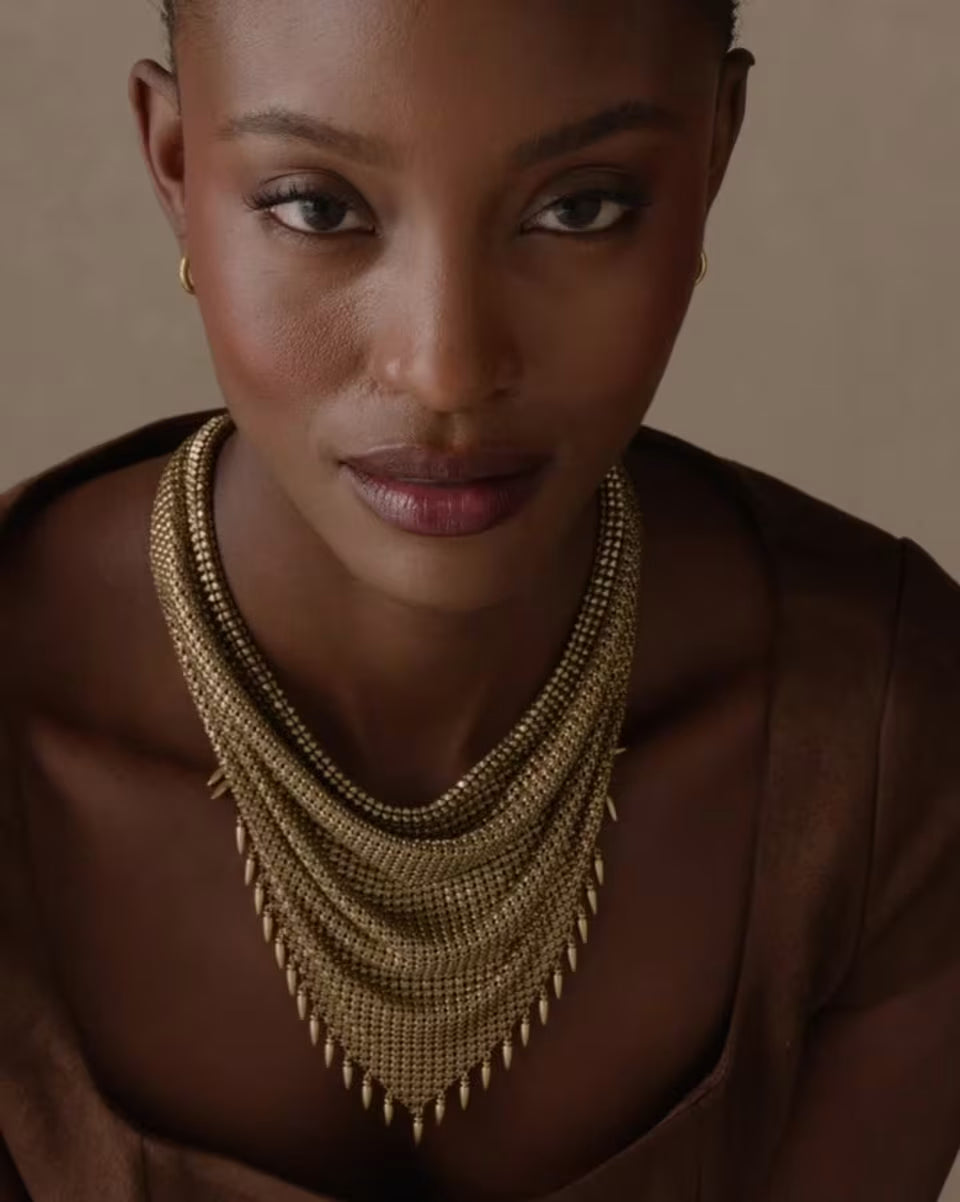 Keziah Vintage Silver Statement Bandana Necklace