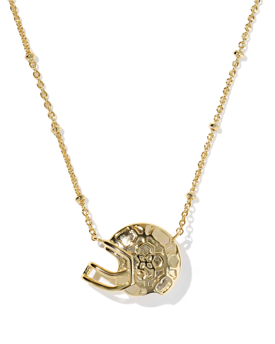 Football Helmet Silver Short Pendant Necklace