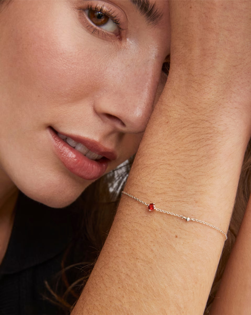 Maisie Sterling Silver January Delicate Chain Bracelet