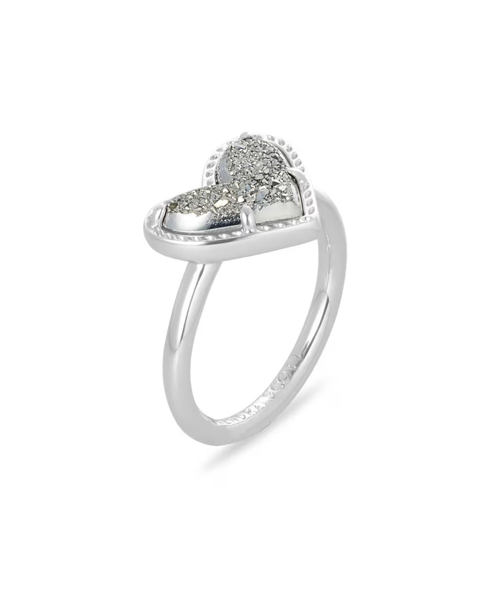 Ari Heart Gold Band Ring in Iridescent Drusy