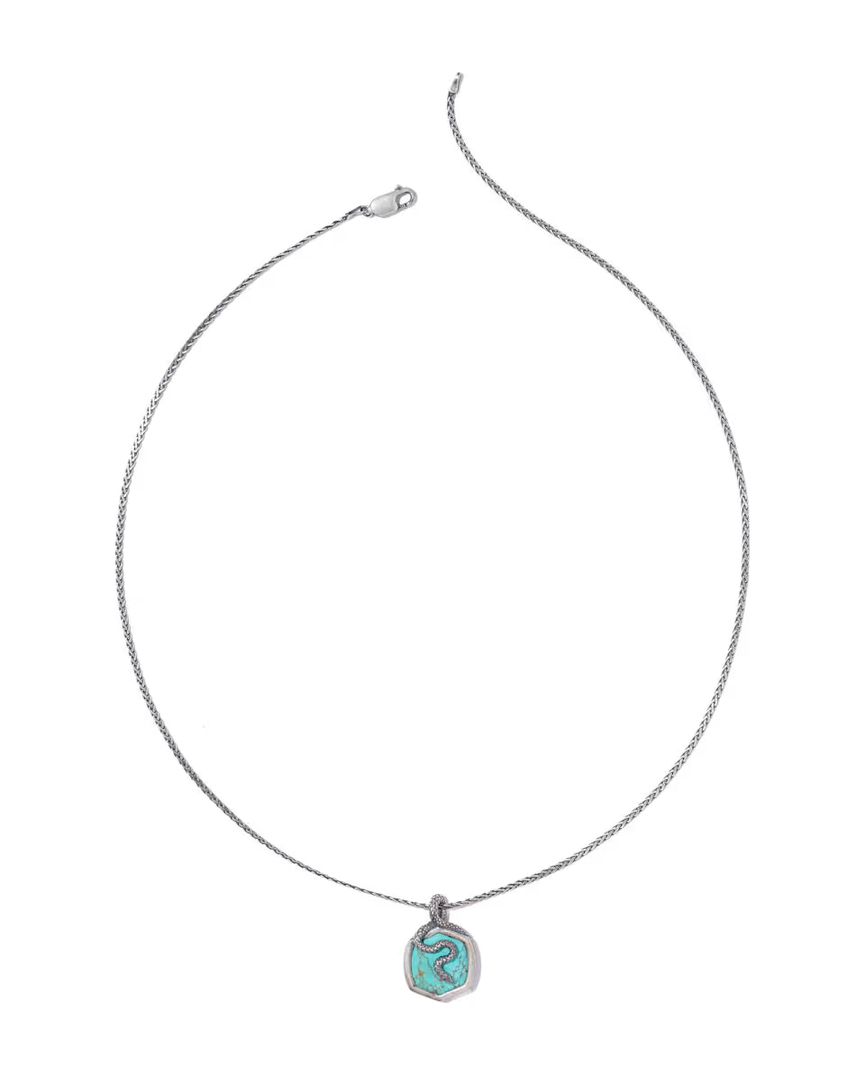 Phoenix Oxidized Sterling Silver Stone Charm Necklace