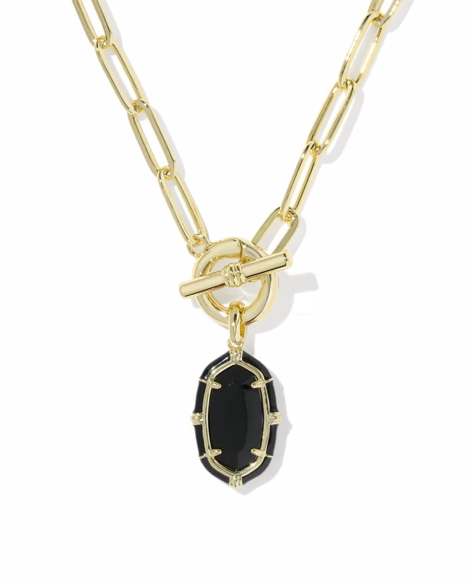 Elisa Gold Enamel Link and Chain Necklace