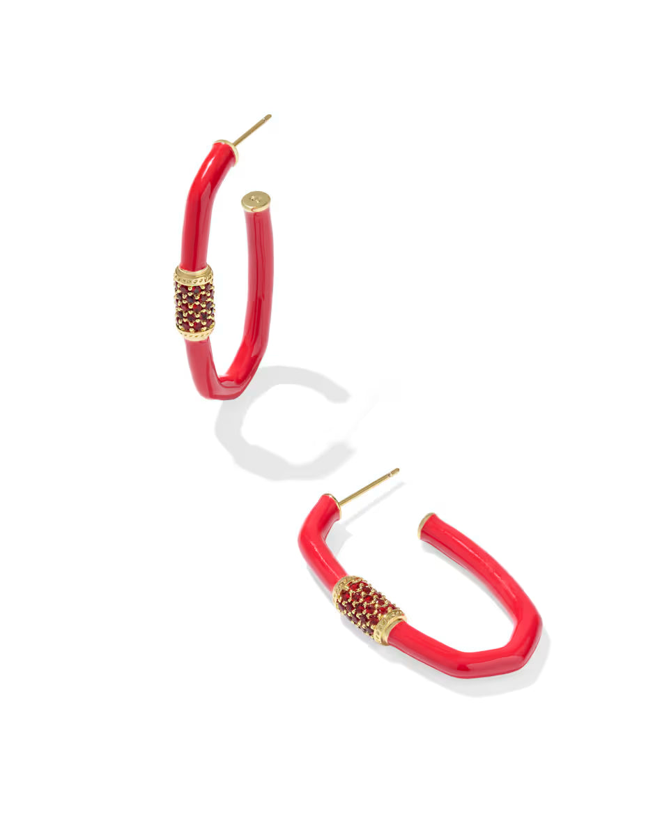 Emery Gold Large Enamel Hoop Earrings