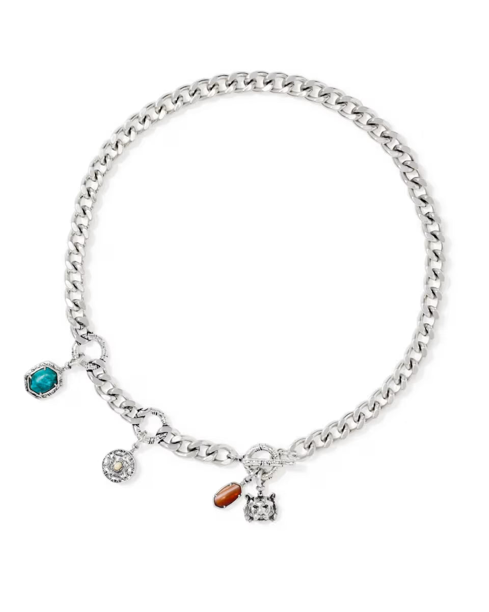 Raina Vintage Silver Charm Necklace