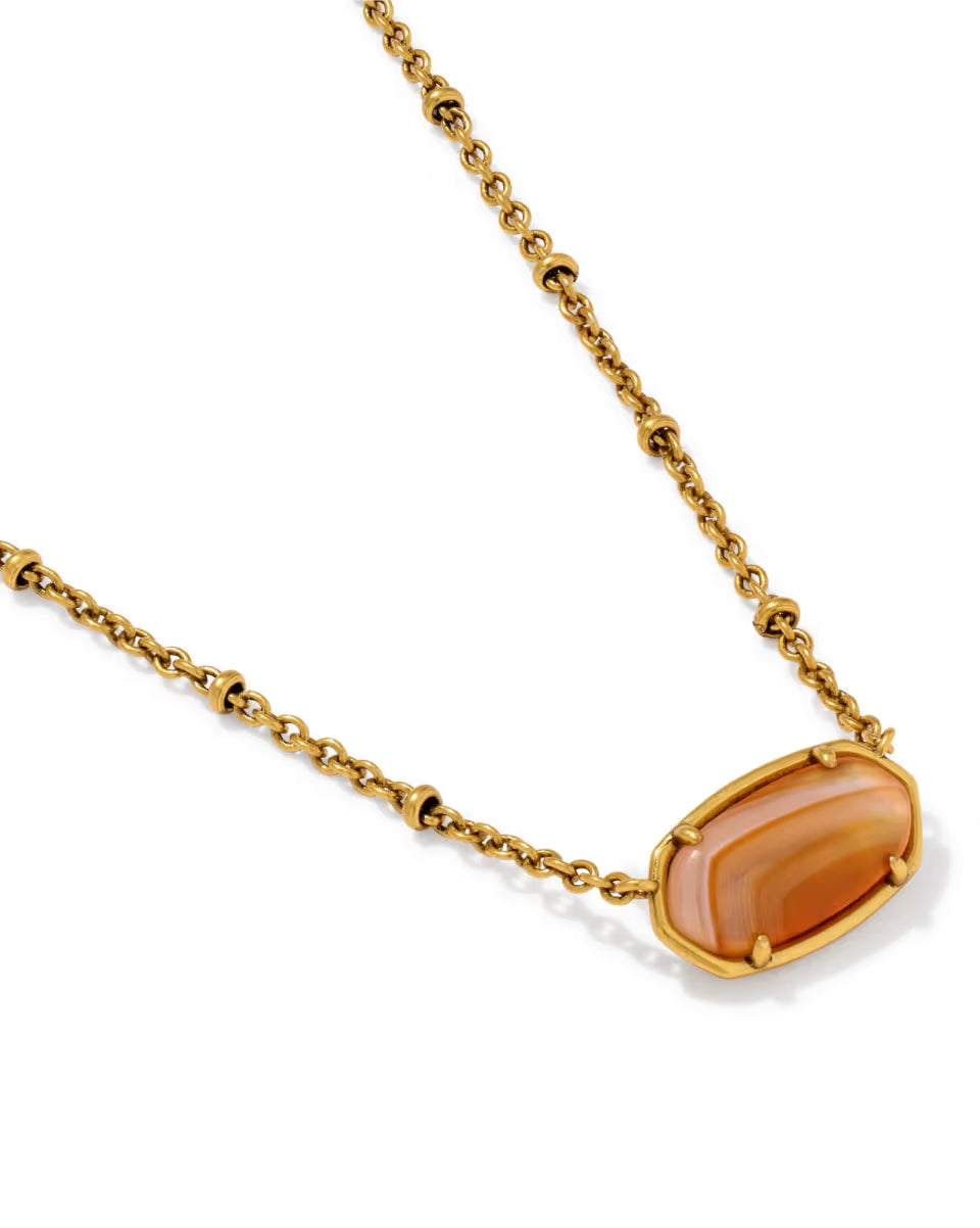 Tiger Striped Elisa Vintage Gold Short Pendant Necklace