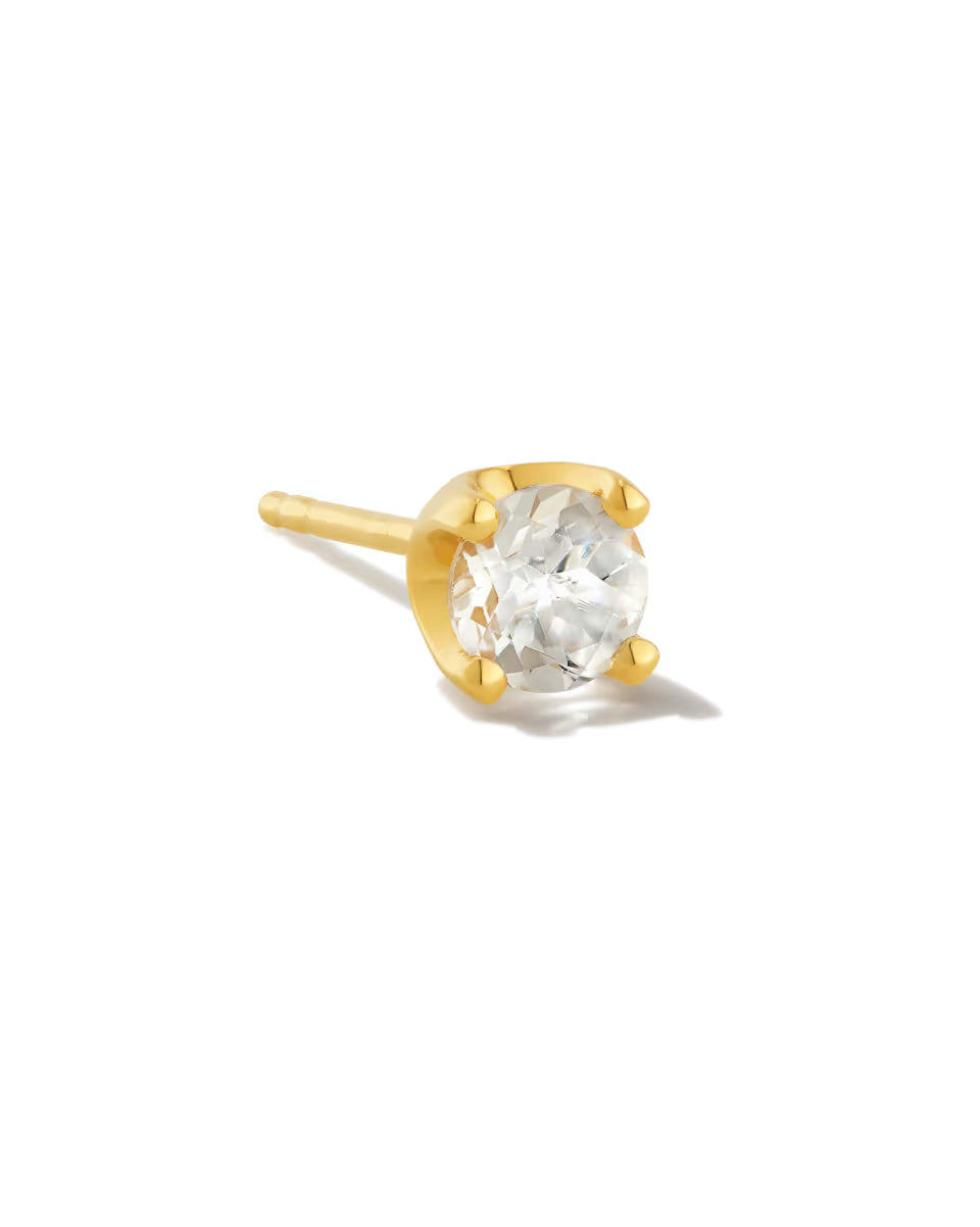 Topaz Sterling Silver Single Stud Earring in White Topaz