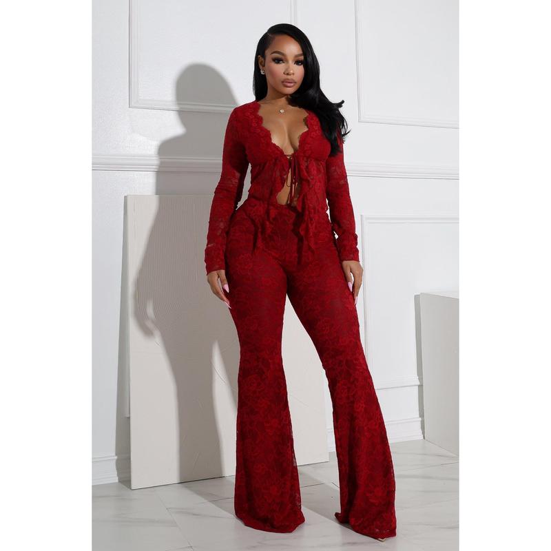 Everly Lace Top & Wide Pants SET