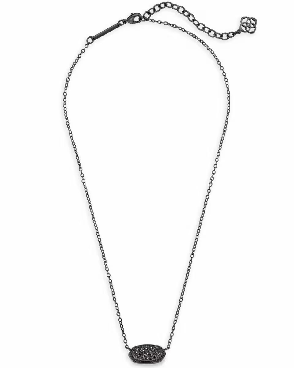 Elisa Pendant Necklace in Black Drusy