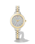 Alex Gold Tone Stainless Steel 35mm Narrow Watch in Ivory Mother-of-Pearl