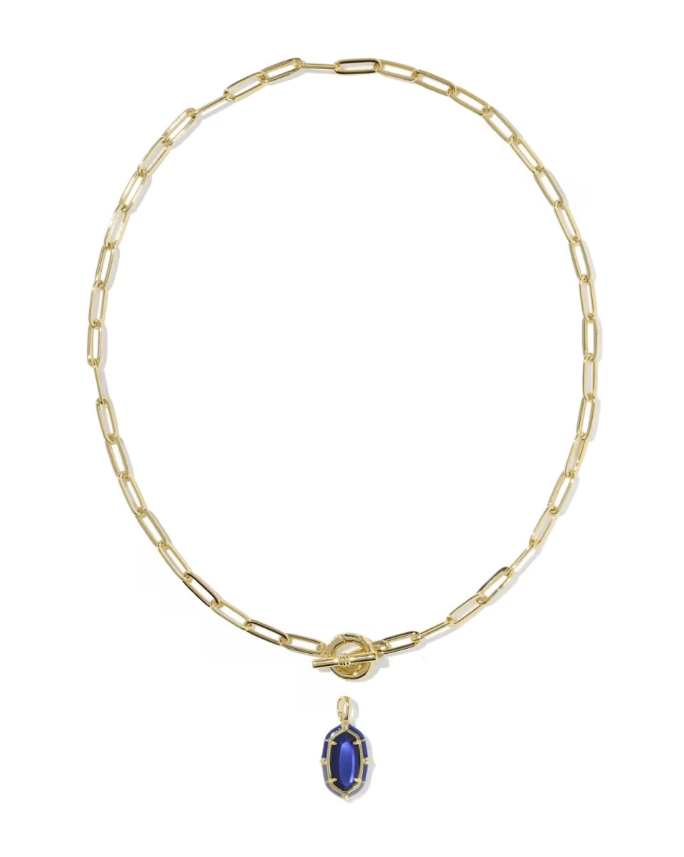 Elisa Gold Enamel Link and Chain Necklace