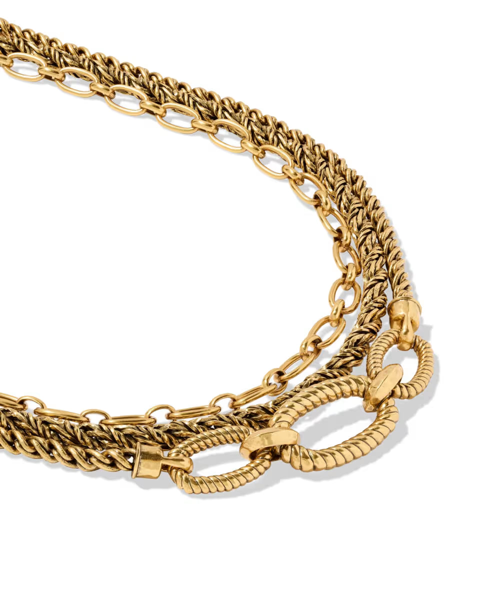 Sandy Gold Multi Strand Chain Necklace