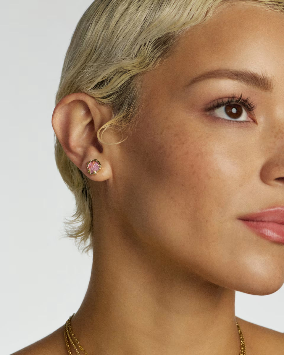 Brynne Shell Gold Stud Earrings