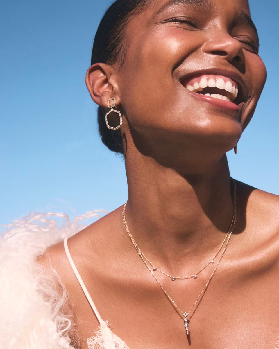 Daphne Pave Silver Open Frame Earrings