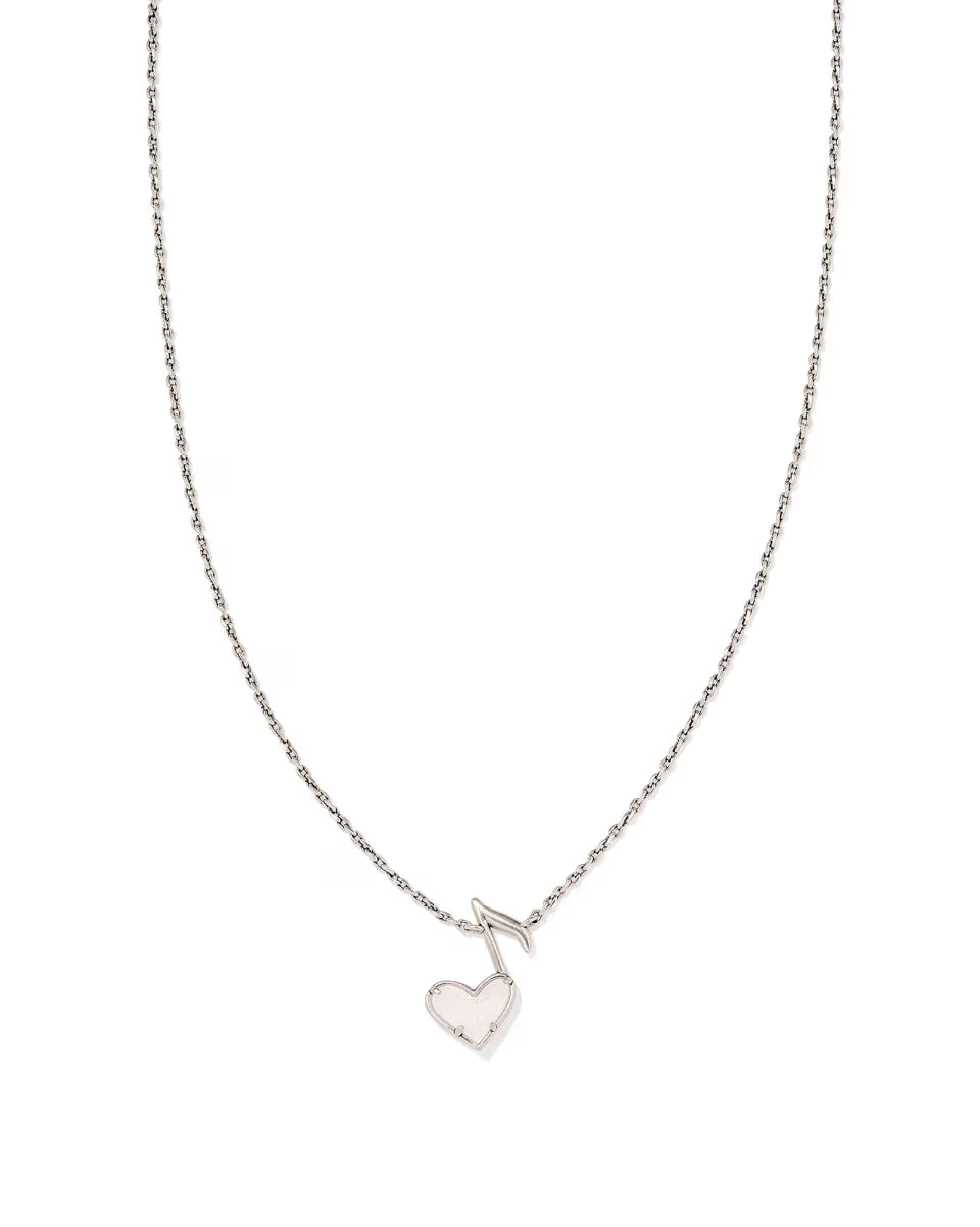 Dolly Parton x Kendra Scott Vintage Silver Ari Heart Music Note Short Pendant Necklace in Iridescent Drusy