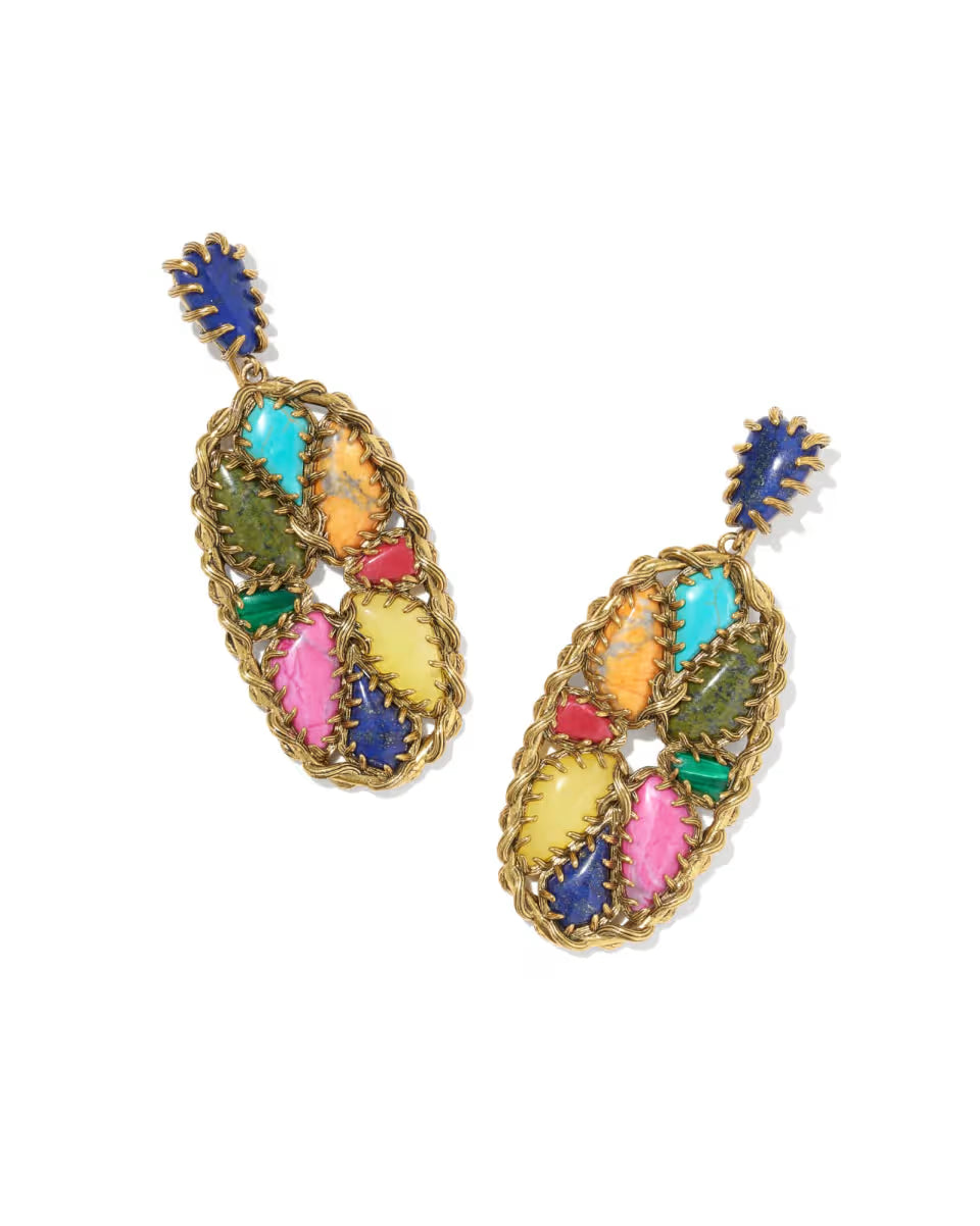 Dolly Parton x Kendra Scott Patchwork Vintage Gold Statement Earrings