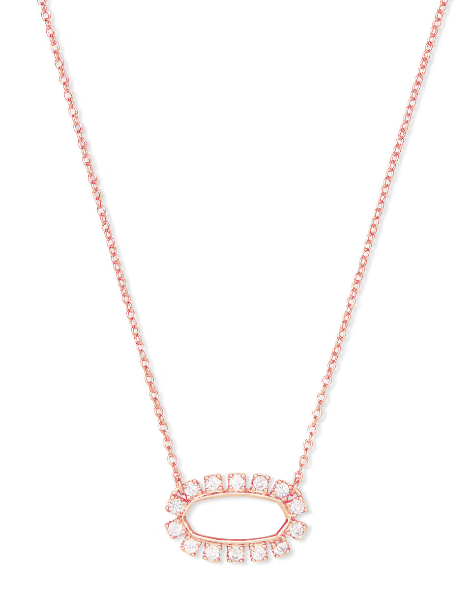 Elisa Open Frame Crystal Pendant in Rose Gold