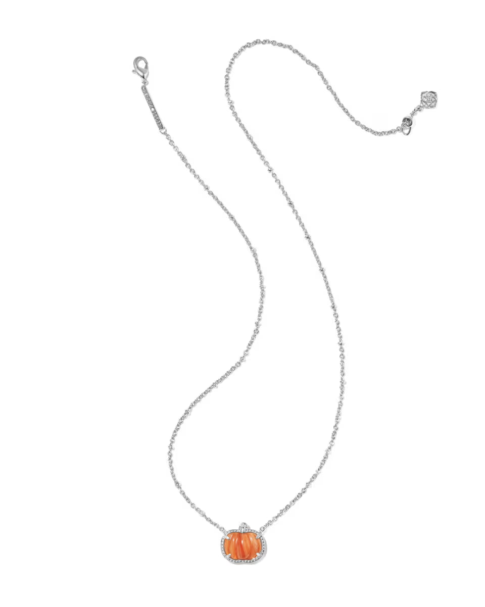 Pumpkin Silver Short Pendant Necklace