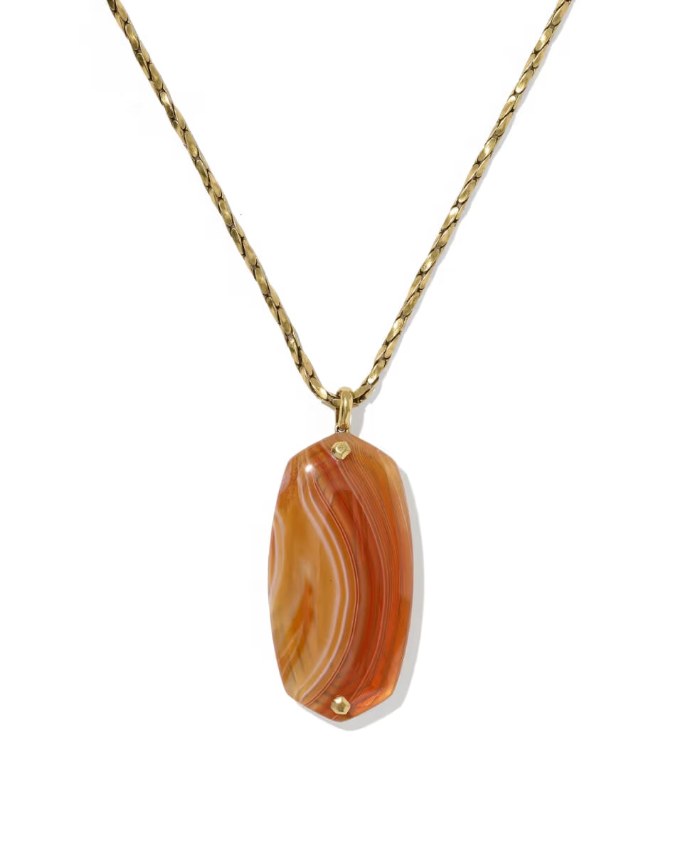 Danielle Riveted Gold Long Pendant Necklace
