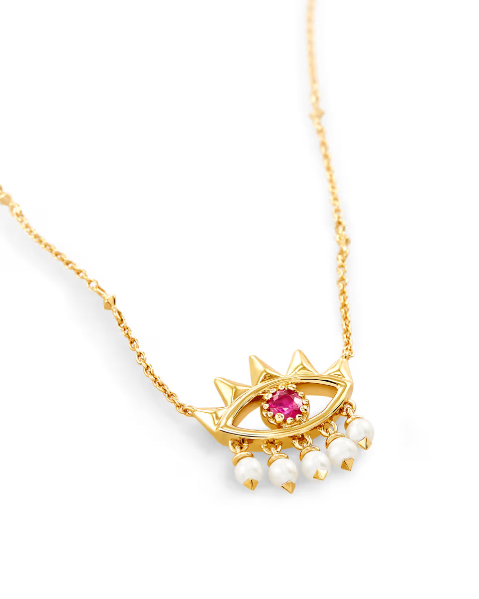 ZORA PNDNT NCK 18K GOLD VRML PINK RUBY