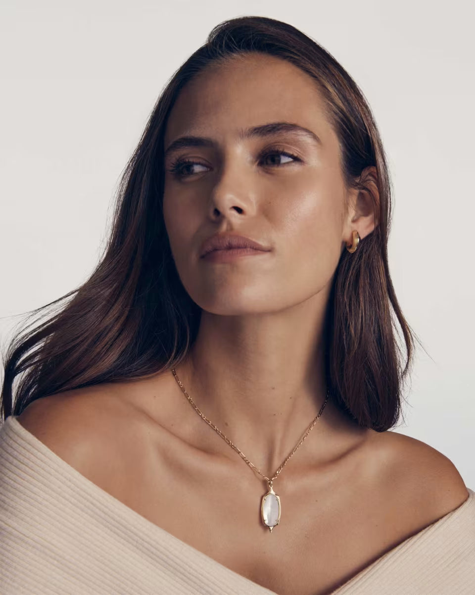 Dani Stepped Frame Gold Long Pendant Necklace