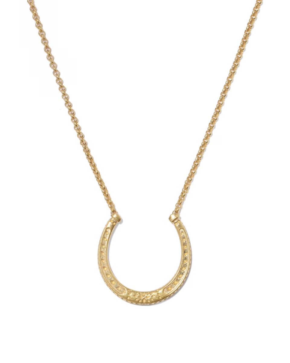 Metal Horseshoe Oxidized Sterling Silver Short Pendant Necklace