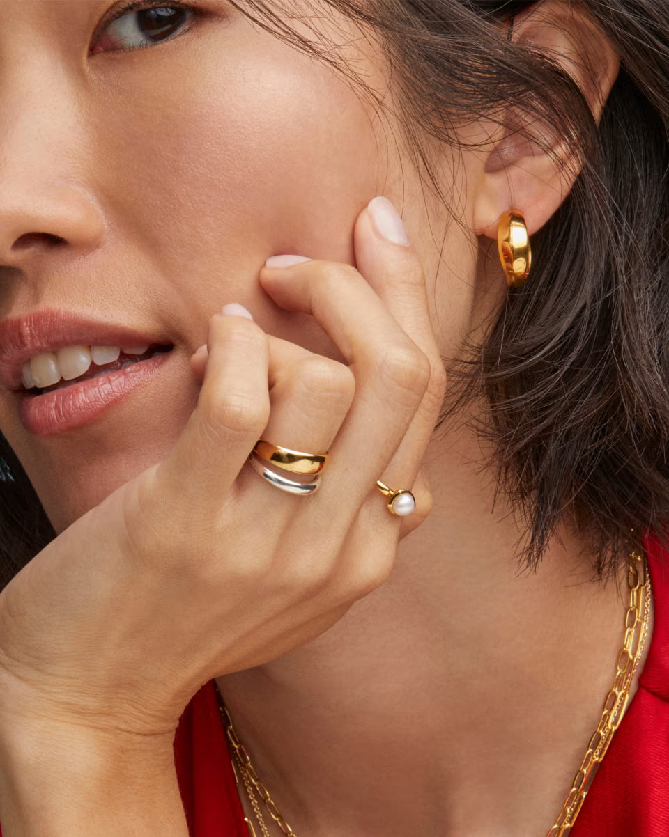 Davie Pearl 18k Gold Vermeil Band Ring in Freshwater Cultured Pearl