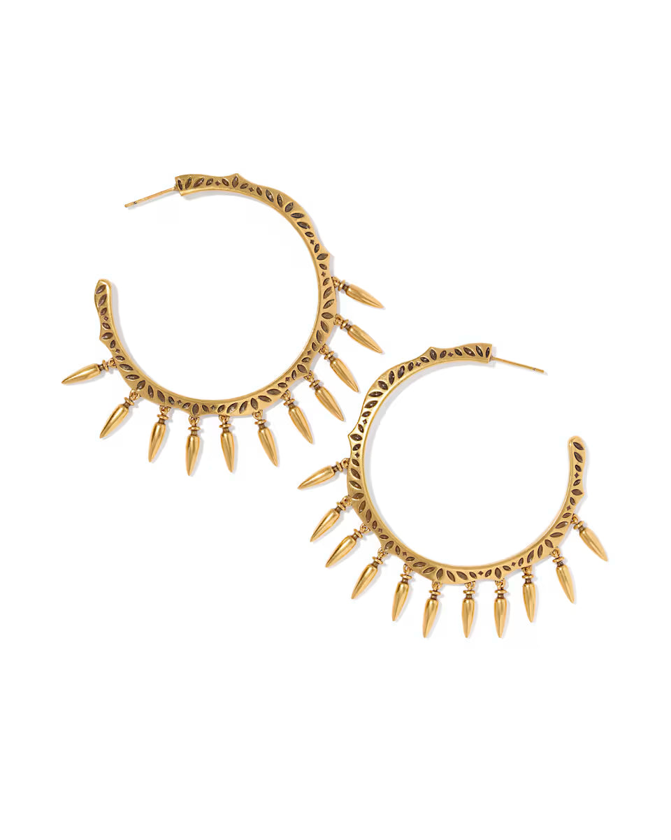 Keziah Vintage Silver Statement Fringe Hoop Earrings