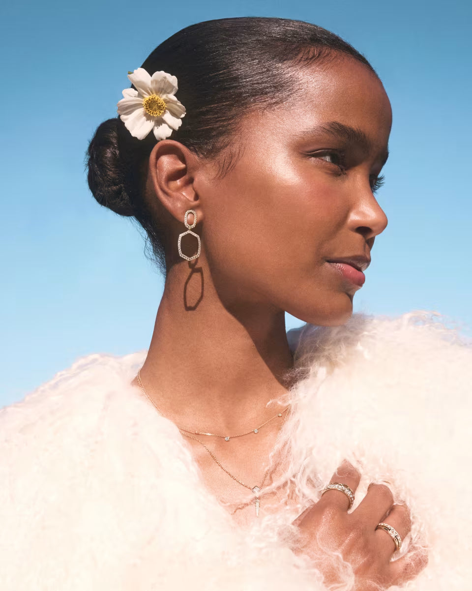 Daphne Pave Silver Open Frame Earrings
