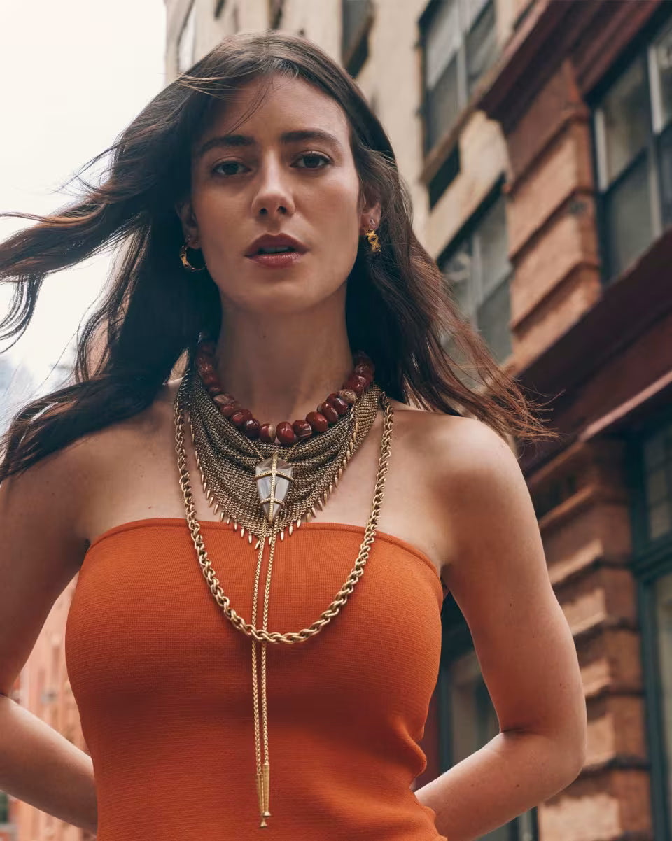 Townes Vintage Gold Beaded Collar Necklace