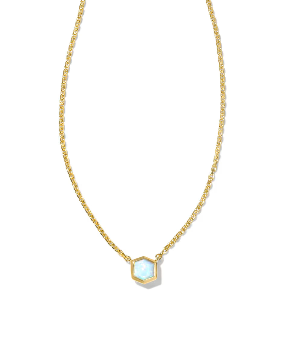 Davie 18k Gold Vermeil Pendant Necklace in White Lab Grown Opal