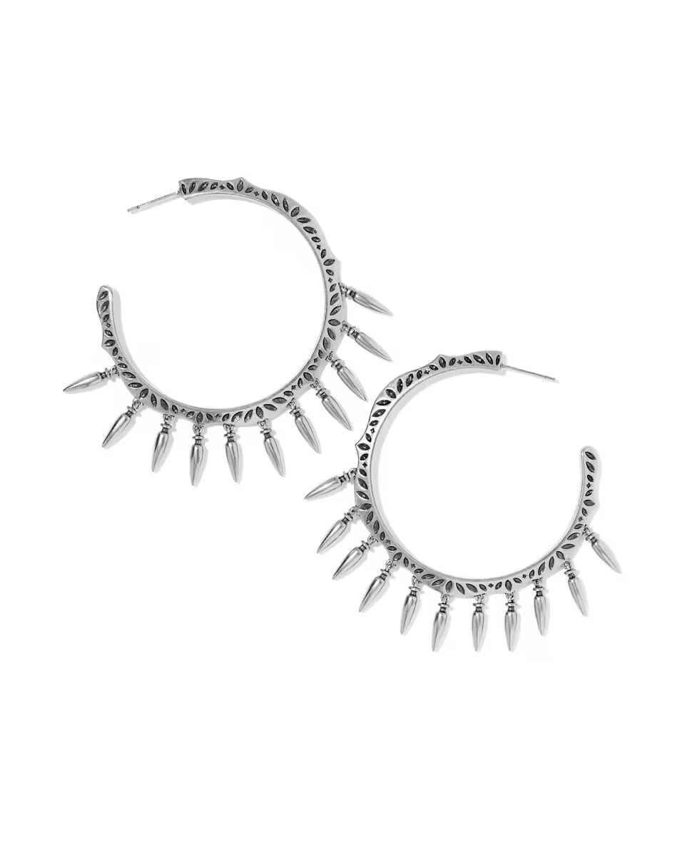 Keziah Vintage Silver Statement Fringe Hoop Earrings