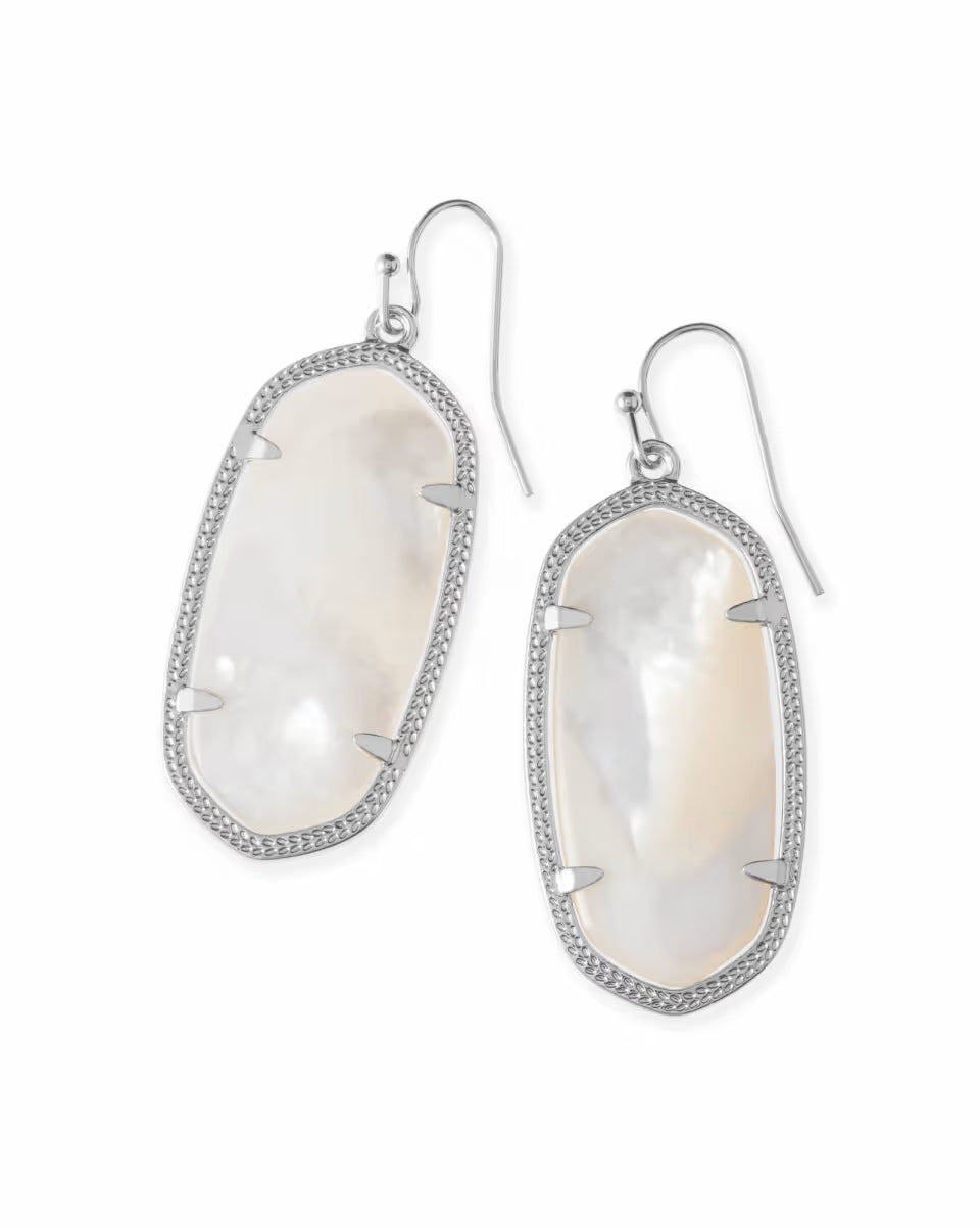 Elle Silver Drop Earrings In Ivory Mother-Of-Pearl