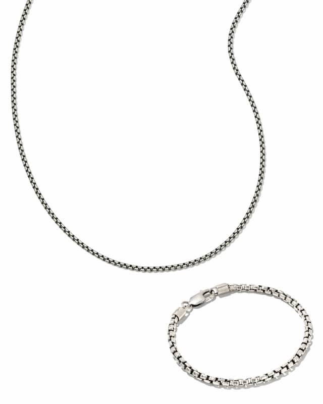 Beck Box Chain Gift Set of 2 in Oxidized Sterling Silver