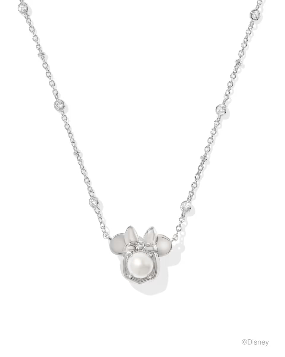 Disney | Kendra Scott Silver Minnie Mouse Short Pendant Necklace in Freshwater Cultured Pearl