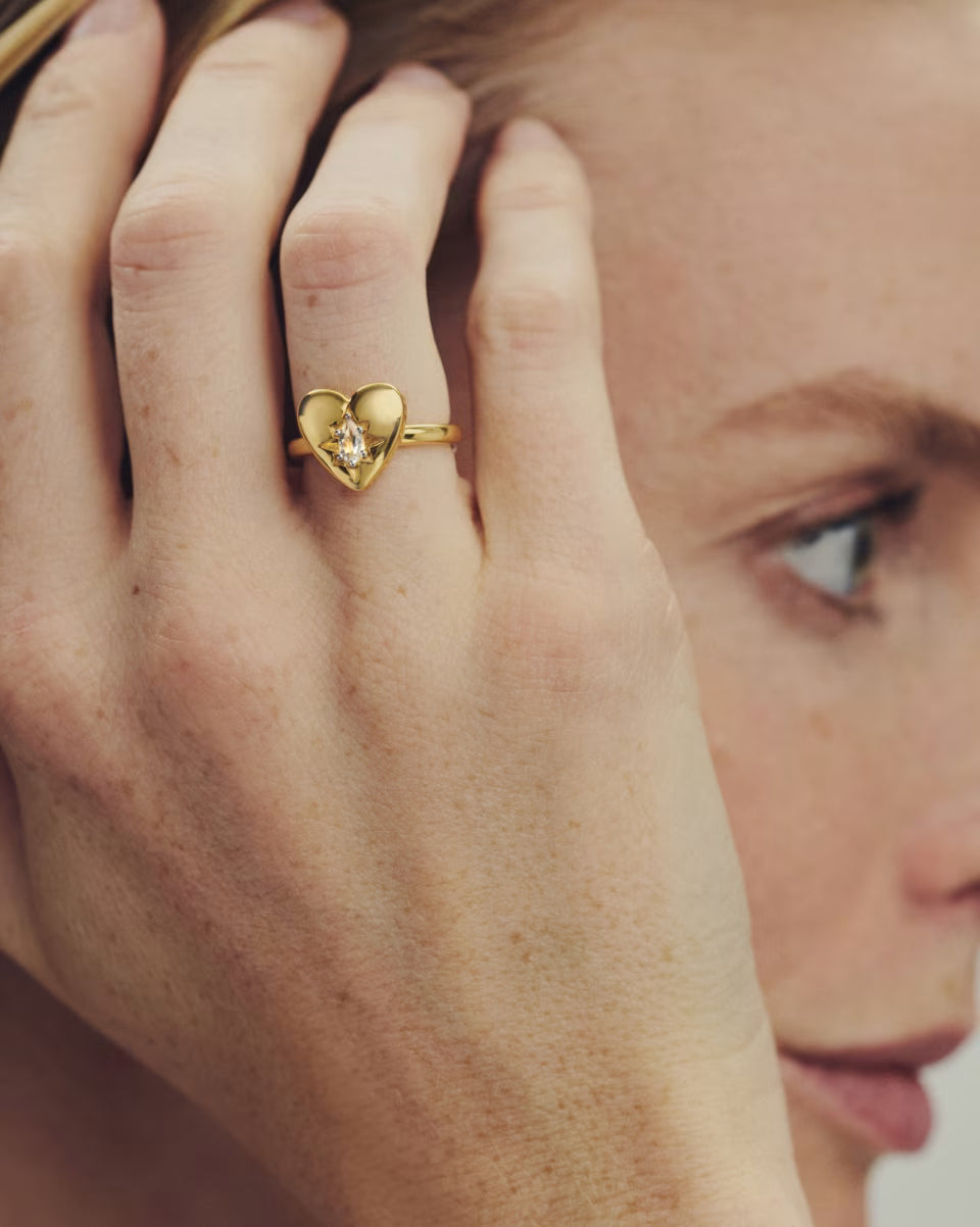 Bold Heirloom Heart 18k Yellow Gold Vermeil Band Ring