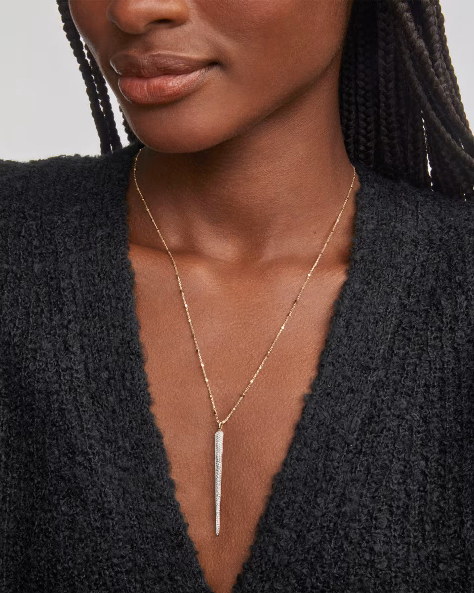 0.31 ct Spike 14k Yellow Gold Statement Necklace in White Diamond