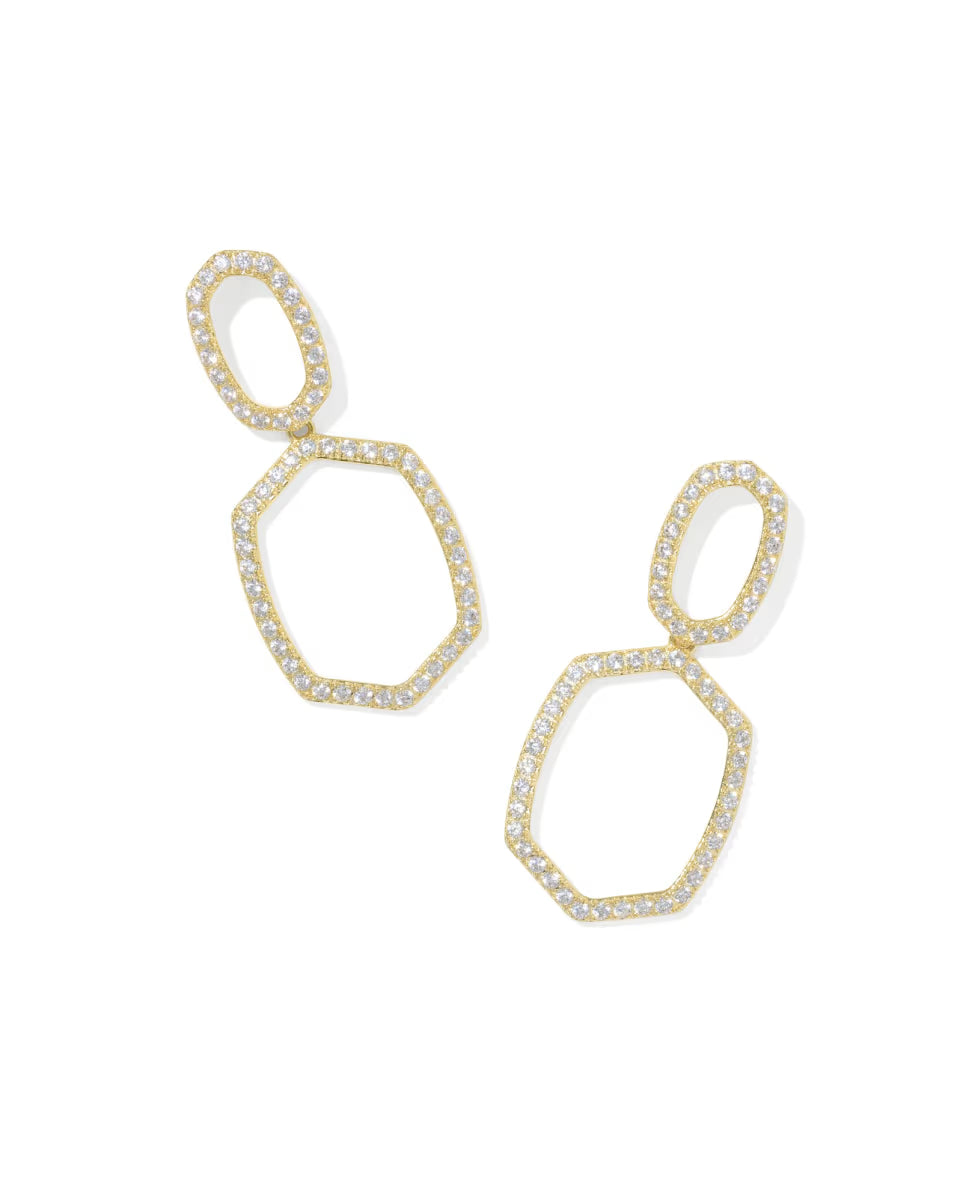 Daphne Pave Silver Open Frame Earrings